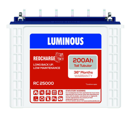 Luminous Red Charge 25000 200 AH Tall Tubular Battery