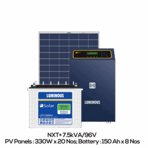 Luminous SOLAR OFF GRID COMBO - 7.5 KVA / 150Ah Battery x 8 / 330 Watts x 15 Nos Panel